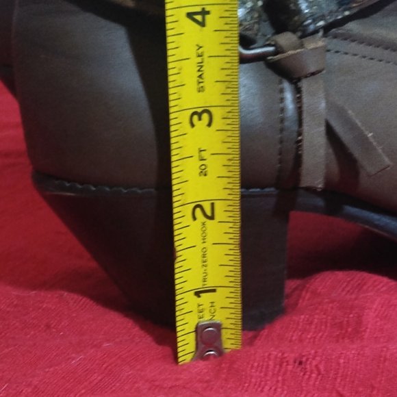 Heeled western mid-calf boots taupe brown gray - Picture 4 of 5